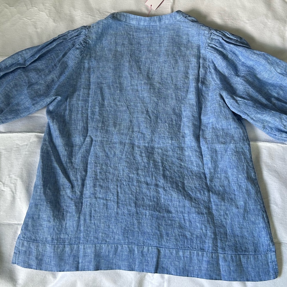 Lilly Pulitzer Mialeigh BLUE Linen Blouse, Size 6 - Picture 12 of 16